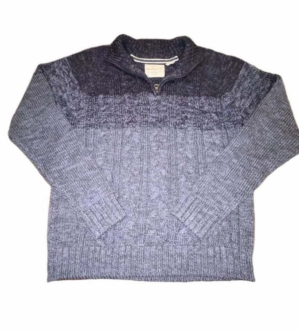 Weatherproof Vintage 1/4 Zip Sweater Size L Ombre Blue Cable Knit